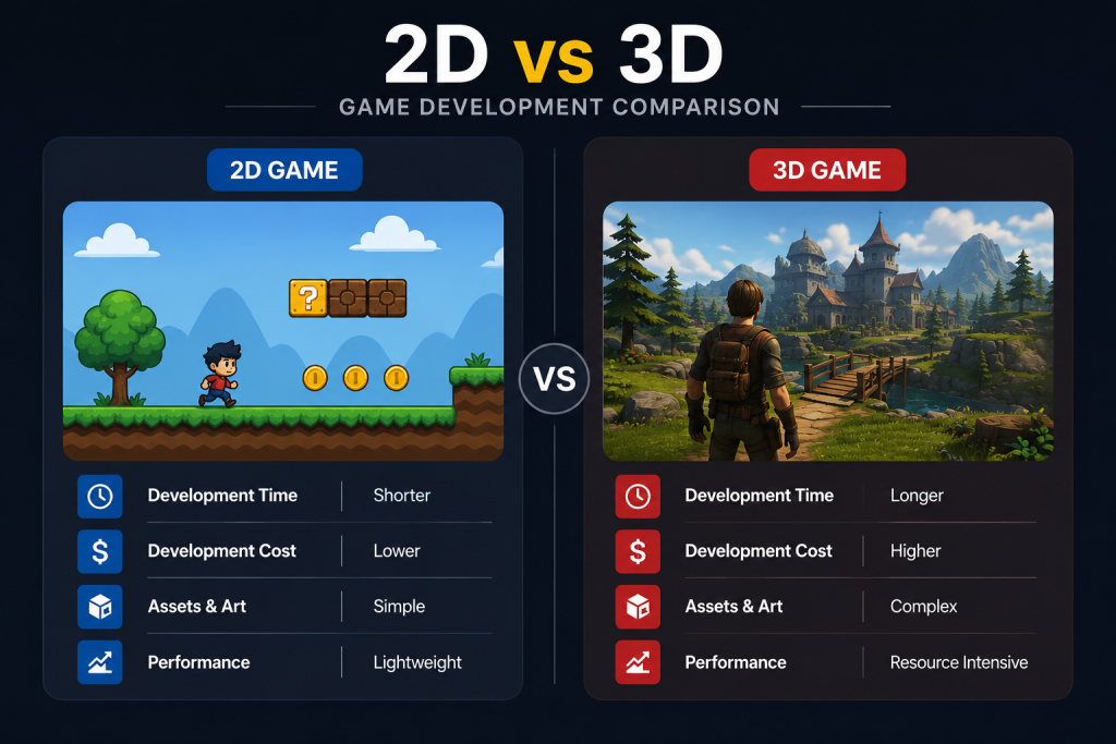 2D vs 3D game development comparison