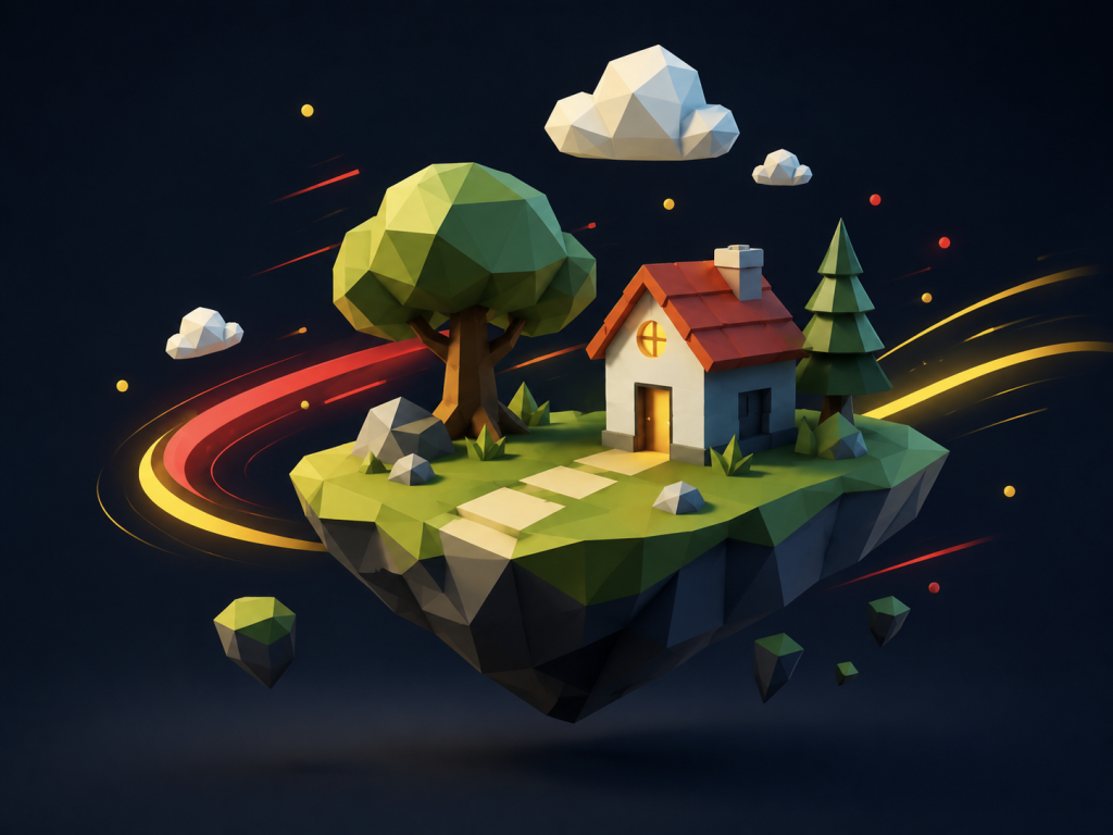 A lightweight, open-source game engine building a clean low-poly 3D scene
